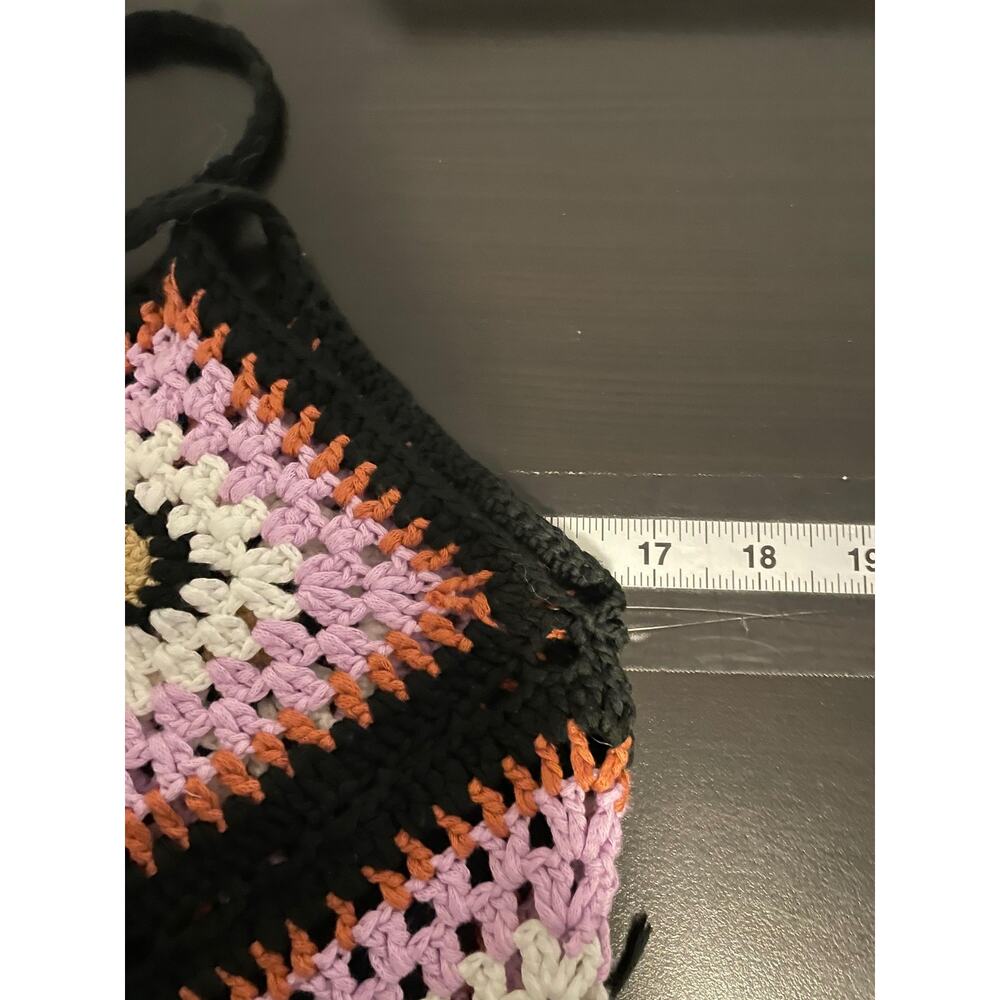 Rebellion Tank Top Womens Small Granny Square Crochet Fringe Boho Festival - Picture 6 of 8